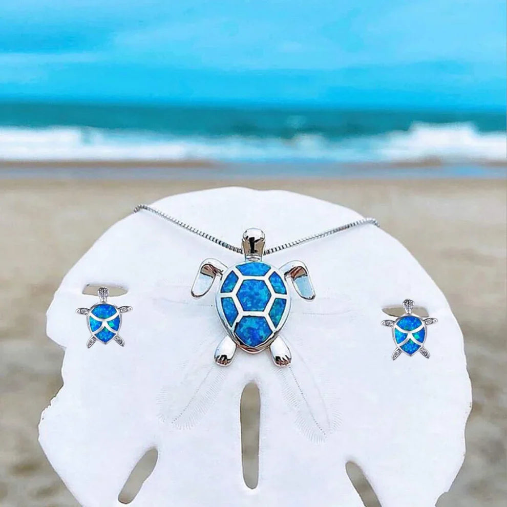 Conjunto de collar y pendientes de tortuga marina