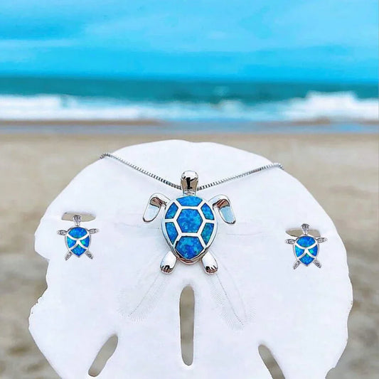 Conjunto de collar y pendientes de tortuga marina