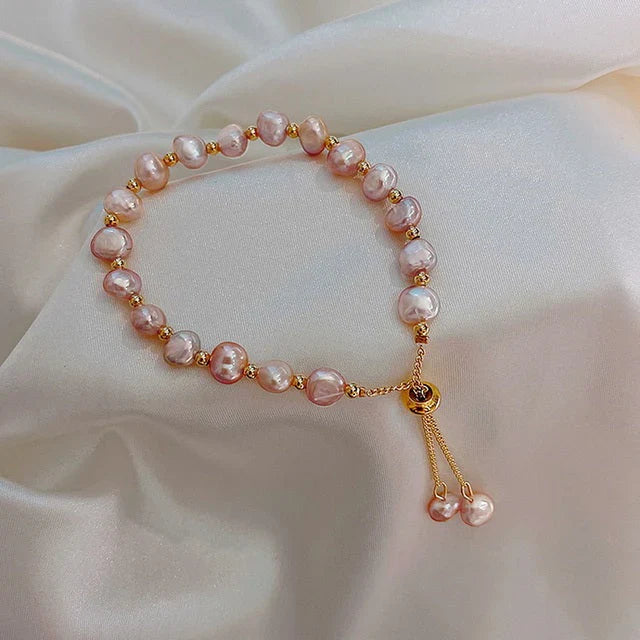 Pulsera vintage de perlas rosas