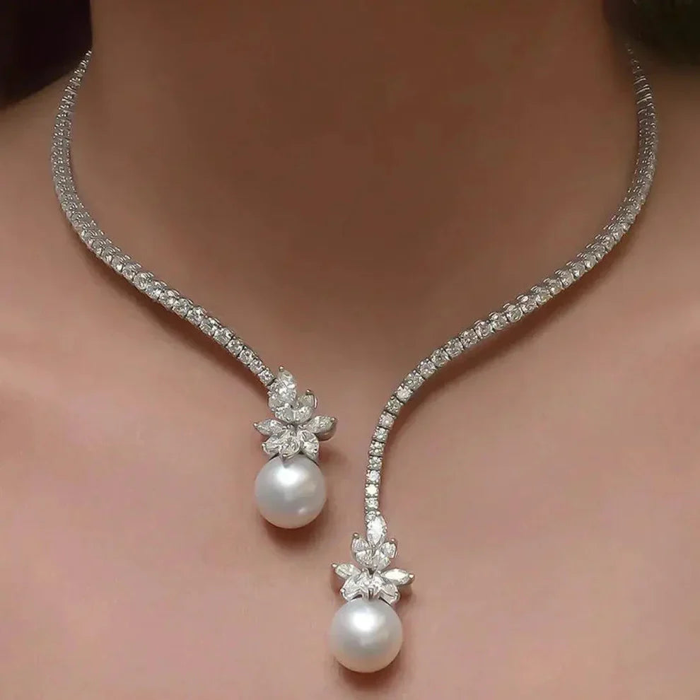 Elegante collar de plata de ley brillante