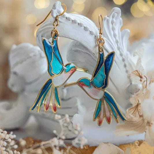 Pendientes vintage de colibrí