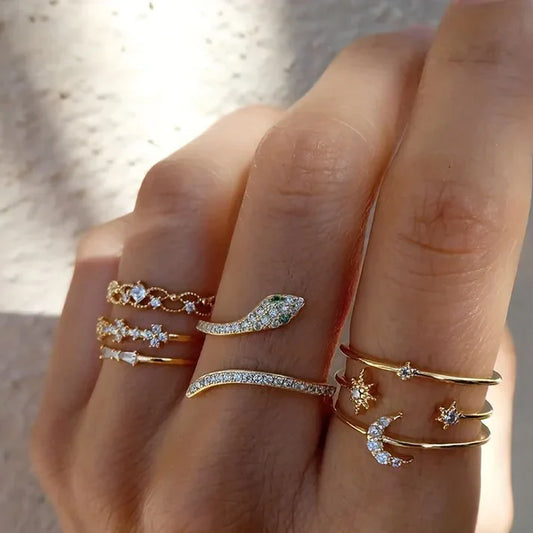 Paquete de anillos vintage brillantes