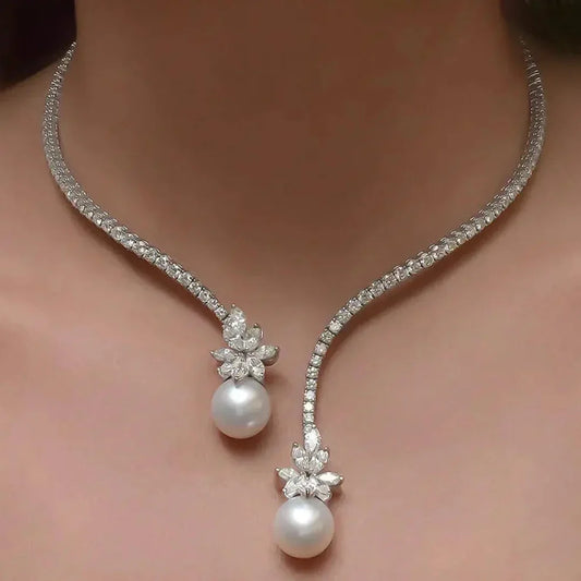 Elegante collar de plata de ley brillante