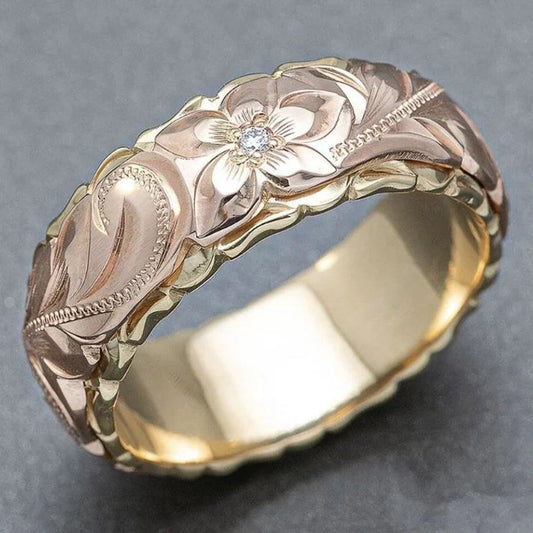 Anillo vintage de flor rosa